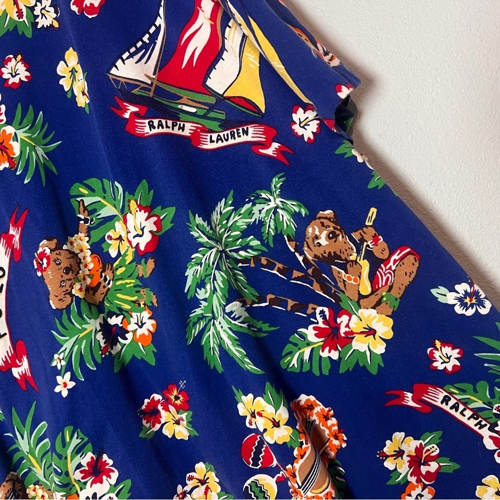 Polo by Ralph Lauren Aloha Bear Short Sleeve Shirt Size XXL Blue Tropical - Picture 8 of 12
